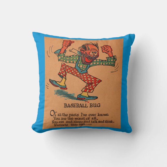 1930s vinegar valentine: the Baseball Bug Throw Pillow (Front)