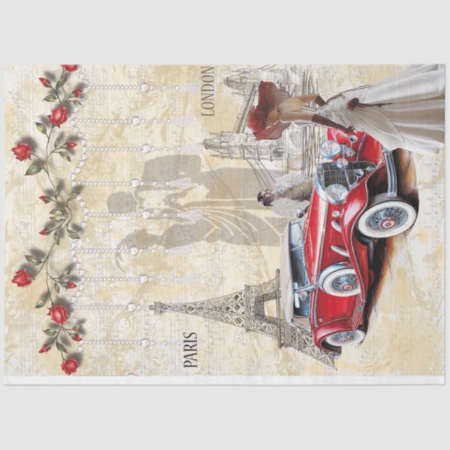 1930's Vintage Cards Series Design 5 Tissue Paper (Front)