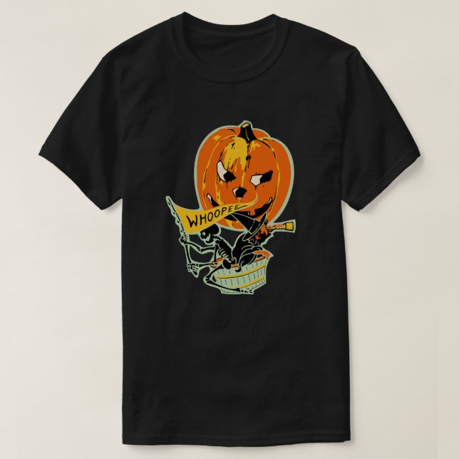 1930s Vintage Halloween Pumpkin Hot Air Balloon T-Shirt (Design Front)