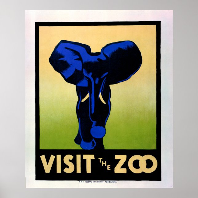 1930's Visit The Zoo WPA Poster (Front)