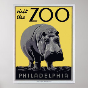 1930s "Visit The Zoo" WPA Vintage Poster