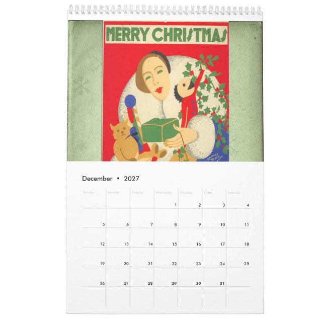 1930s Wall Calendar (Dec 2027)