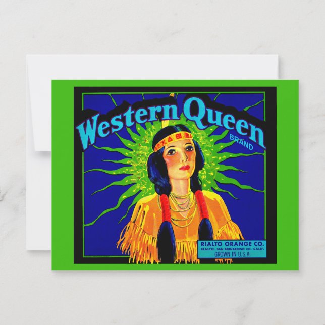 1930s Western Queen orange crate label Note Card (Front)