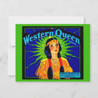 1930s Western Queen orange crate label Note Card