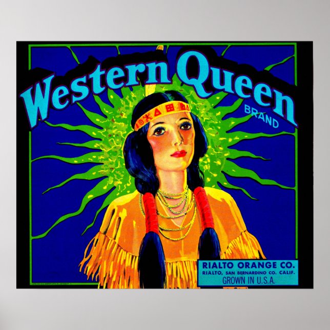 1930s Western Queen orange crate label Poster (Front)