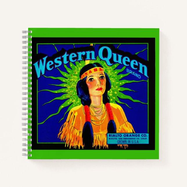 1930s Western Queen orange crate label print Notebook (Front)
