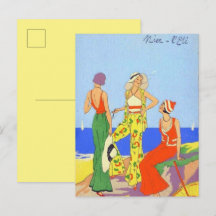 1930s Women in Fashionable Beach Pajamas Postcard