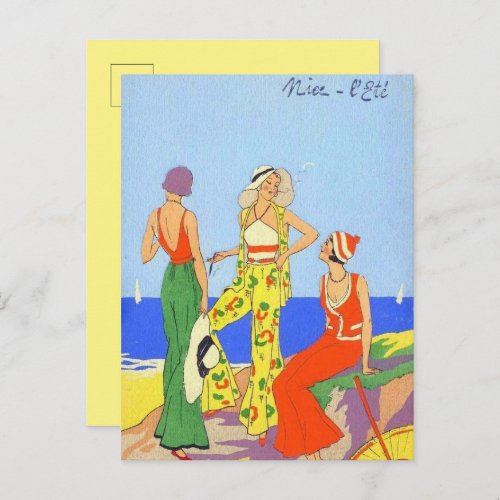 1930s Women in Fashionable Beach Pajamas Postcard 