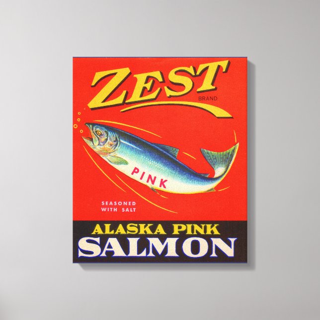 1930s Zest pink salmon can label Canvas Print (Front)