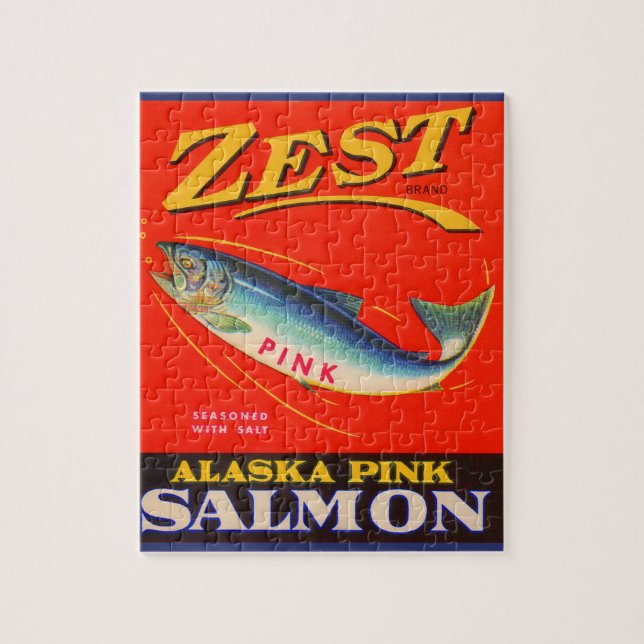 1930s Zest pink salmon can label Jigsaw Puzzle (Vertical)