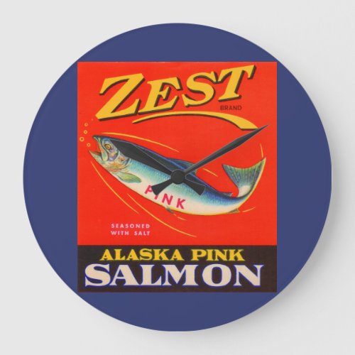 1930s Zest pink salmon can label Large Clock