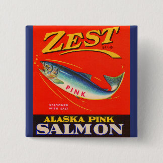 1930s Zest pink salmon can label Pinback Button