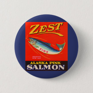 1930s Zest pink salmon can label Pinback Button