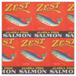 1930s Zest pink salmon can label print Fabric