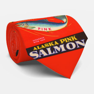 1930s Zest pink salmon can label print Neck Tie