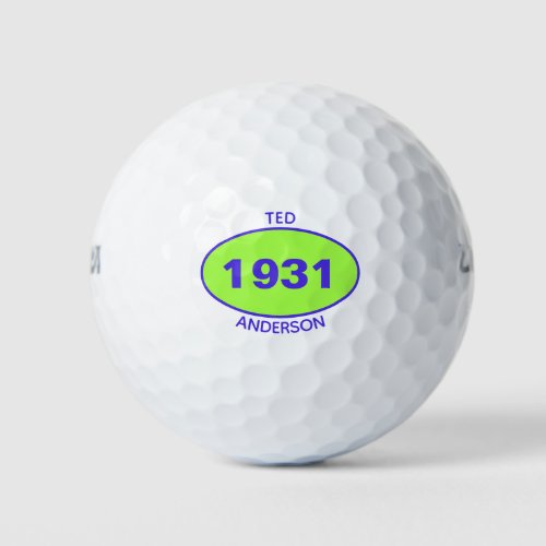 1931 90th Birthday Green Name Any Year Golf Balls