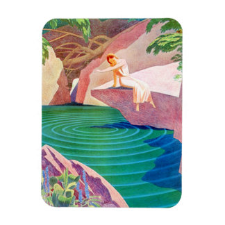 1931 art deco woman by a pond magnet