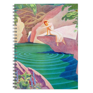 1931 art deco woman by a pond notebook