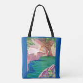 1931 art deco woman by a pond print tote bag (Back)