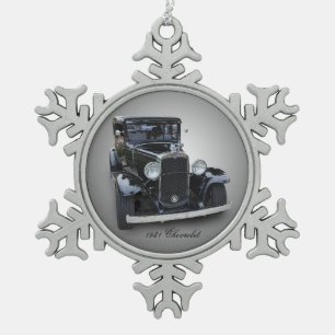 1931 CHEVROLET SNOWFLAKE PEWTER CHRISTMAS ORNAMENT
