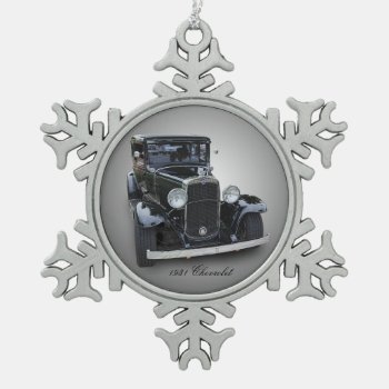 1931 Chevrolet Snowflake Pewter Christmas Ornament by CNelson01 at Zazzle