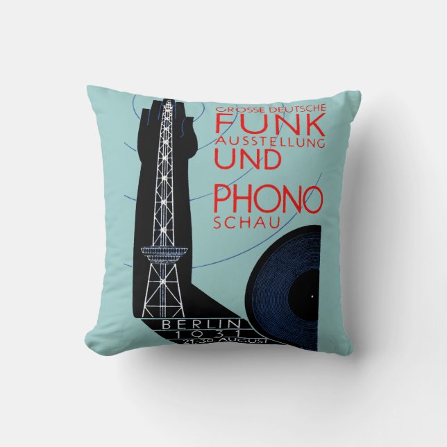 1931 German Radio and Music Expo Throw Pillow (Front)