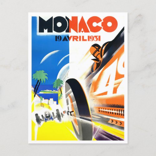 1931 Monaco Grand Prix vintage racing Postcard