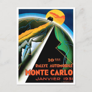 1931 Monte Carlo rally vintage racing Postcard