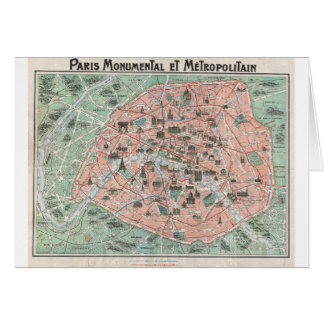 1932 Art Deco Map of Paris, France Cards