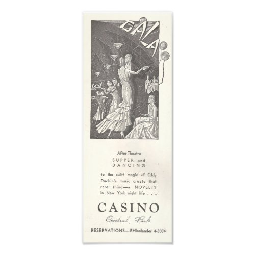1932 Casino Central ParkNew York City Art Deco Ad Photo Print