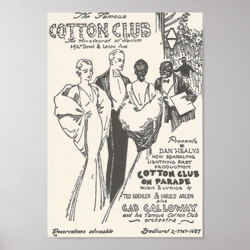 1932 Cotton Club New York City Ad Poster