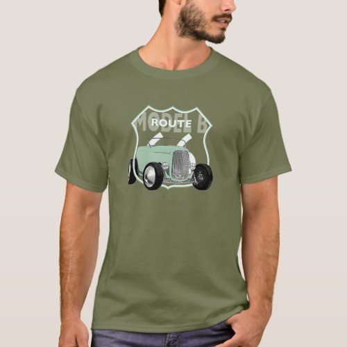 1932 Model B Hotrod Mint Green Hotrod Route 66 T_Shirt