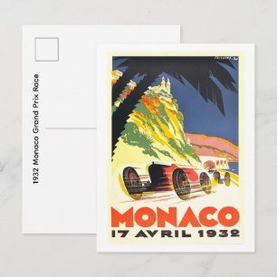 1932 Monaco Grand Prix Race Postcard