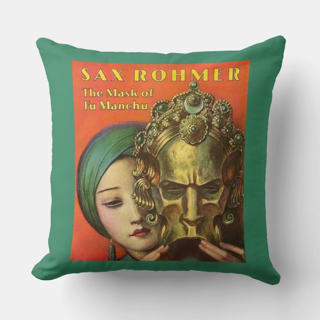 1932 The Mask of Fu Manchu cover print Throw Pillow (Front)