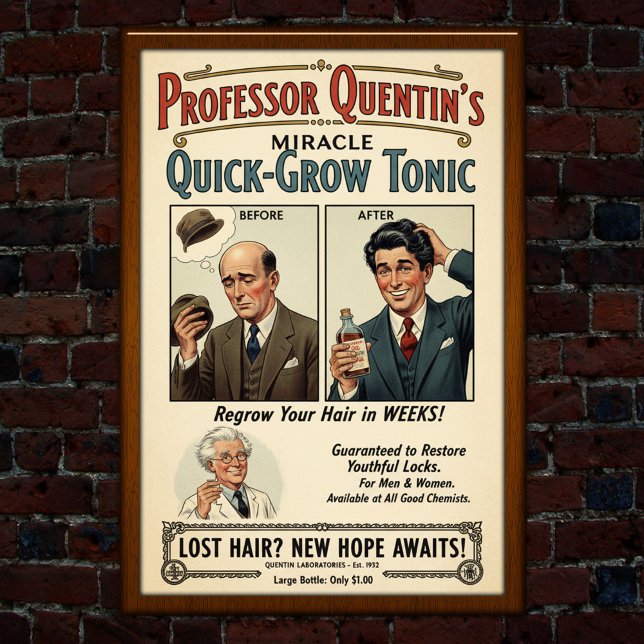 1932 Vintage Hair Quick-Grow Tonic Advertising Poster (Creator Uploaded)
