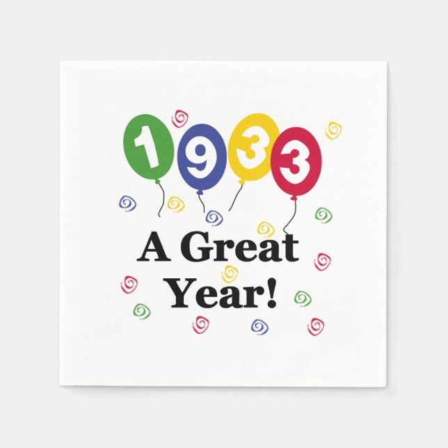 1933 A Great Year Birthday Paper Napkins (Front)