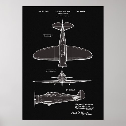 1933 Airplane Patent Poster