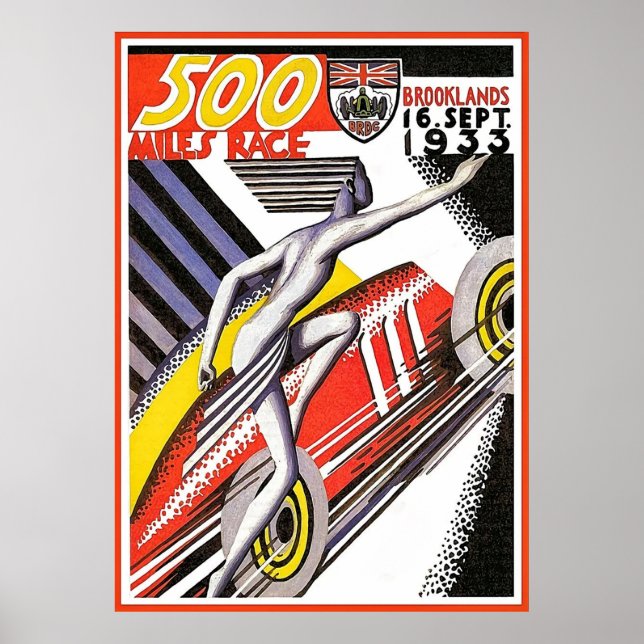 1933 Brooklands 500 Miles Race Vintage Poster (Front)