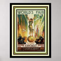 1933 Chicago World's Fair Art Deco Poster  12 x 16