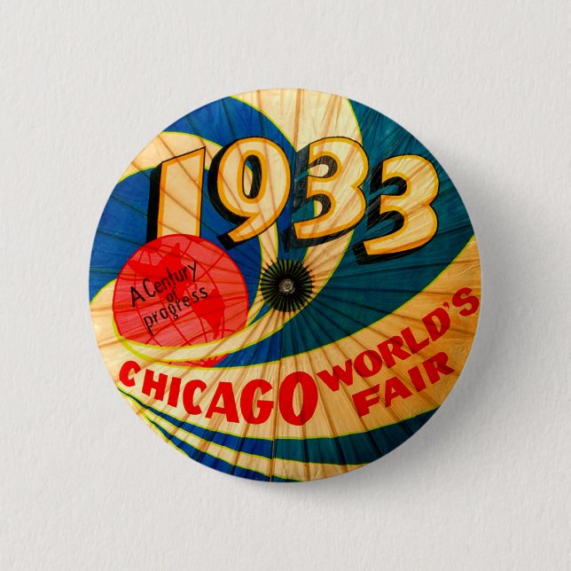 1933 Chicago Worlds Fair Souvenir Parasol Pinback Button (Front)