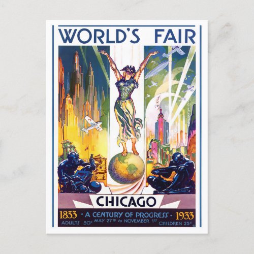 1933 Chicago Worlds Fair vintage travel postcard