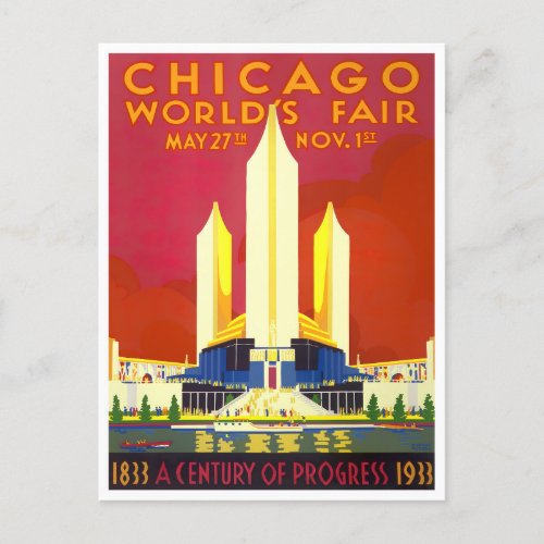 1933 Chicago Worlds Fair vintage travel postcard