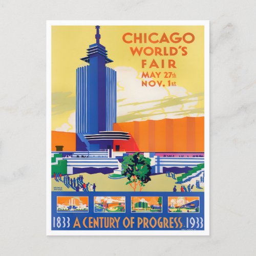 1933 Chicago Worlds Fair vintage travel postcard