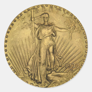 1933 Double Eagle Gold Coin Classic Round Sticker