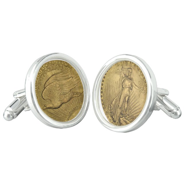 1933 Double Eagle Gold Coin Cufflinks (Angled)