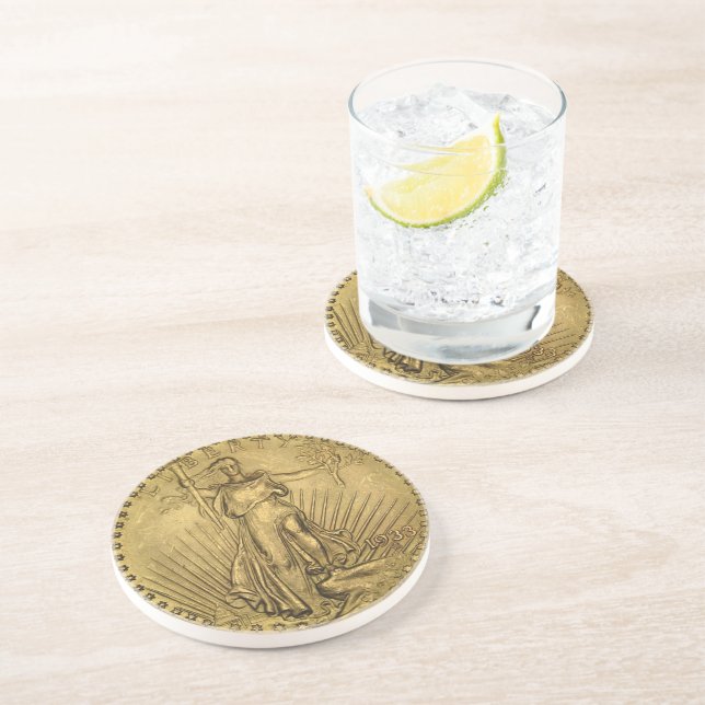 1933 Double Eagle Gold Coin Drink Coaster (Side)