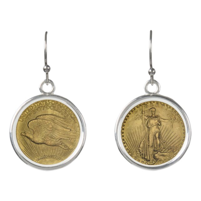 1933 Double Eagle Gold Coin Earrings (Front)
