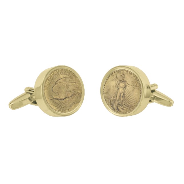 1933 Double Eagle Gold Coin Gold Cufflinks (Angled)