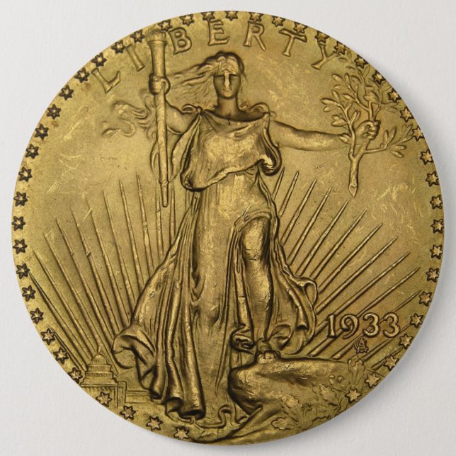 1933 Double Eagle Gold Coin Pinback Button (Front)