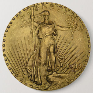 1933 Double Eagle Gold Coin Pinback Button